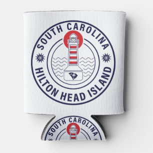 Hilton Head Island Lighthouse Retro Sunset Can Cooler