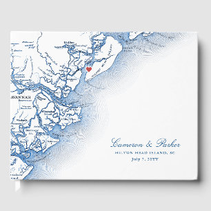 Hilton Head Island Map Elegant Navy Blue Wedding Guest Book
