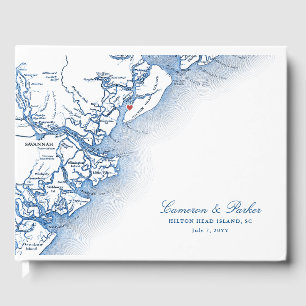 Hilton Head Island Map Elegant Navy Blue Wedding Guest Book