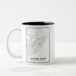 Hilton Head Island Map Two-Tone Coffee Mug