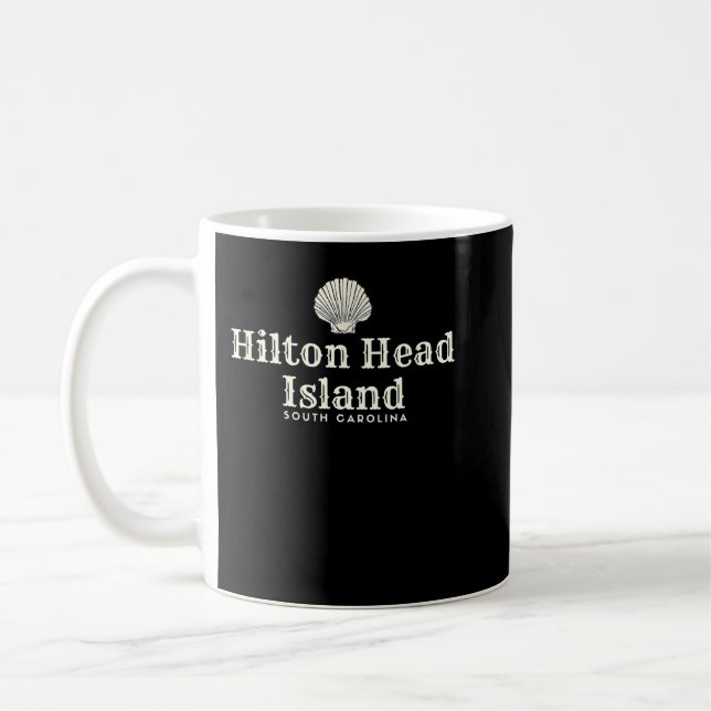 Hilton Head Island, SC Beach Design Souvenir Illus Coffee Mug (Left)