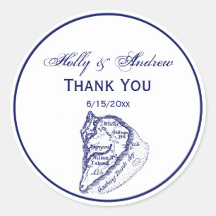 Hilton Head Island SC Vintage Map Navy Blue Classic Round Sticker