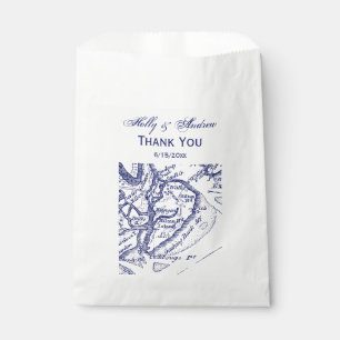 Hilton Head Island SC Vintage Map Navy Blue Favour Bags