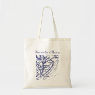 Hilton Head Island SC Vintage Map Navy Blue Tote Bag
