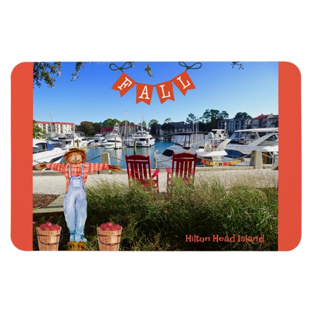 Hilton Head Island Sea Pines Marina Fall Scarecrow Magnet (Horizontal)