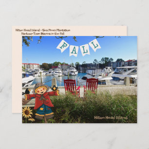 Hilton Head Island Sea Pines Marina Fall Scarecrow Postcard