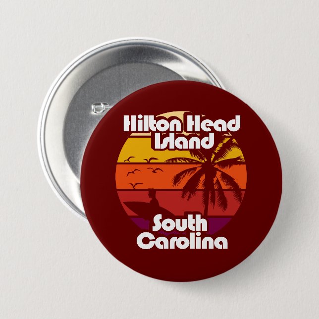 Hilton Head Island South Carolina 7.5 Cm Round Badge (Front & Back)