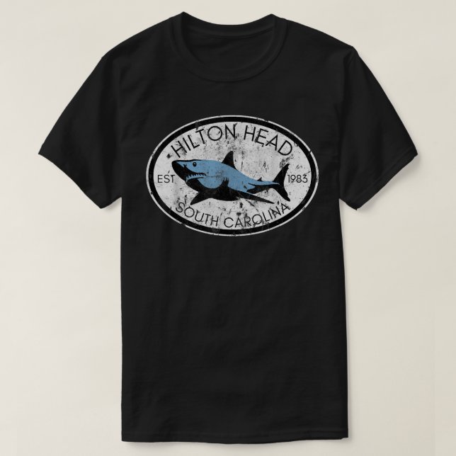 Hilton Head Island South Carolina Fishing Shark Fi T-Shirt (Design Front)