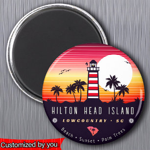 Hilton Head lighthouse SC Retro Sunset Souvenirs Magnet
