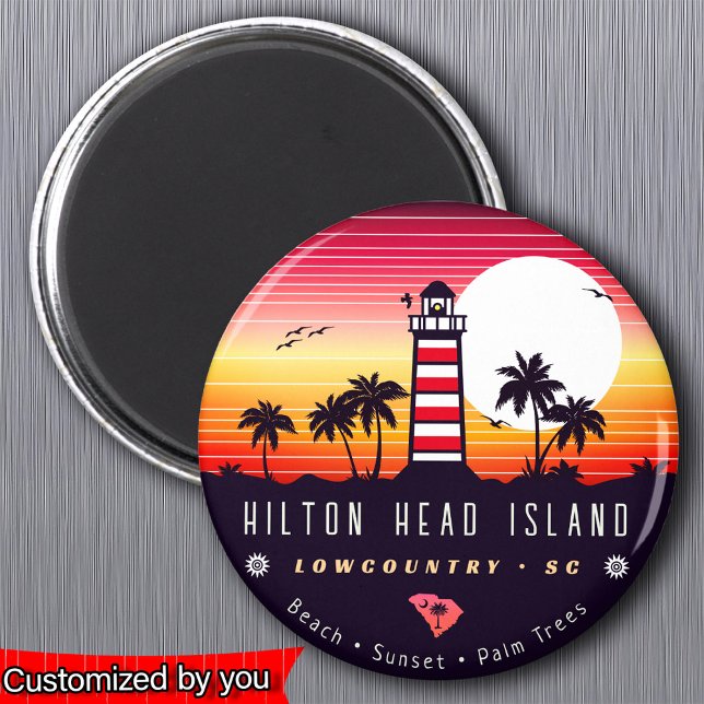 Hilton Head lighthouse SC Retro Sunset Souvenirs Magnet (Creator Uploaded)