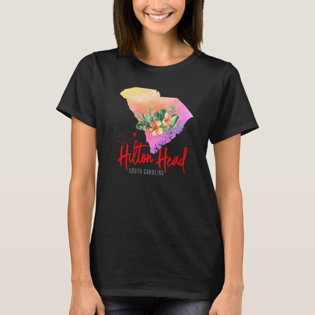 Hilton Head Map Matching Vacation Family Girls tri T-Shirt (Front)