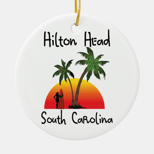 Hilton Head South Carolina Ceramic Tree Decoration (Front)