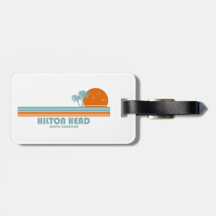 Hilton Head South Carolina Sun Palm Trees Luggage Tag