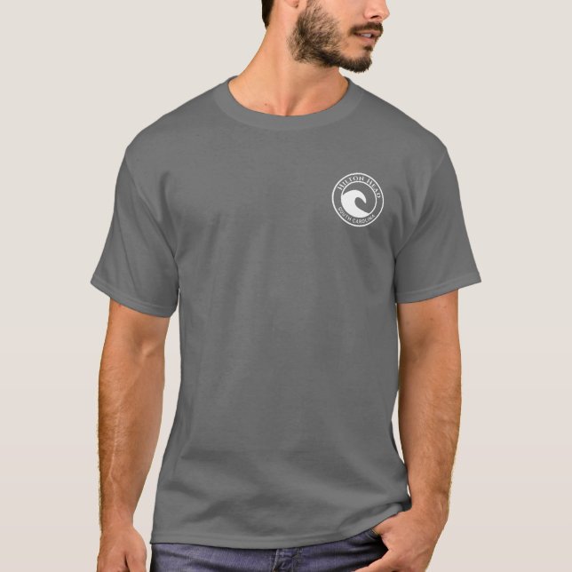 Hilton Head White Ocean Wave Circle Design T-Shirt (Front)