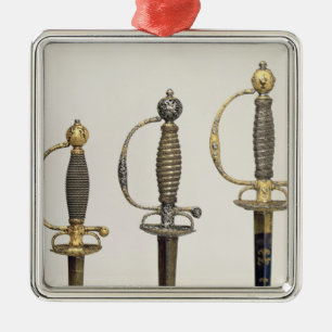 Hilts of three French swords: one of steel Metal Tree Decoration