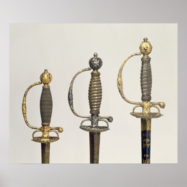 Hilts of three French swords: one of steel Poster (Front)