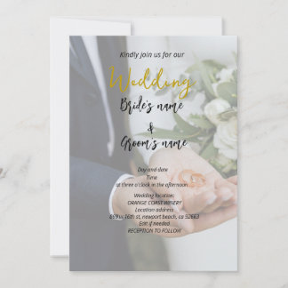 him and her holding rings for wedding , editable  save the date