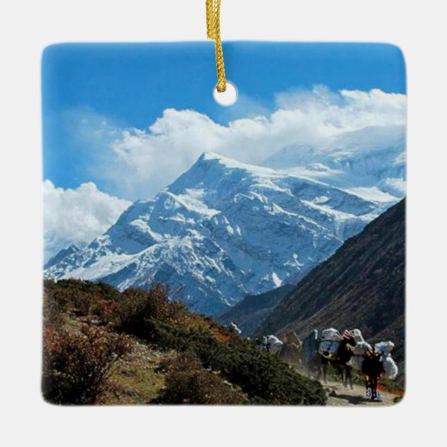 Himalaya Mount Everest India Nepal Travel Summer Ceramic Ornament (Front)