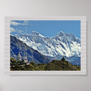 HIMALAYA Mountains and Glaciers :CRYSTAL Border Poster