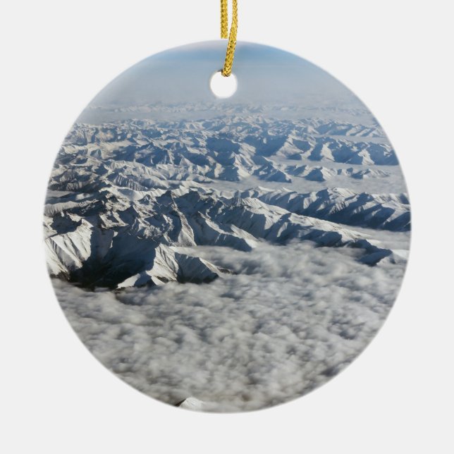 Himalaya mountains under clouds - Tibet Ceramic Tree Decoration (Front)