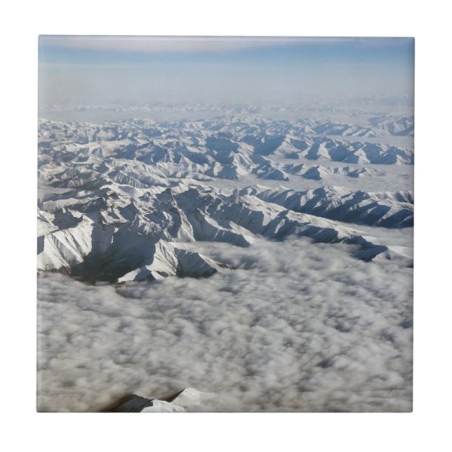 Himalaya mountains under clouds - Tibet Tile (Front)