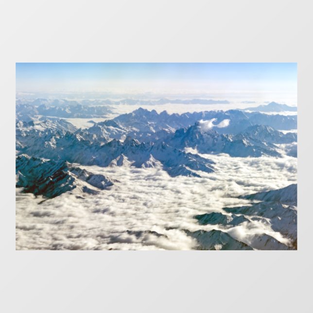 Himalaya mountains under clouds - Tibet Window Cling (Sheet)