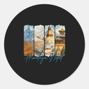 Himalaya Nepal Traveling Trip Brushstroke Souvenir Classic Round Sticker