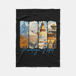 Himalaya Nepal Traveling Trip Brushstroke Souvenir Fleece Blanket