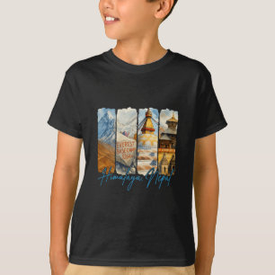 Himalaya Nepal Traveling Trip Brushstroke Souvenir T-Shirt