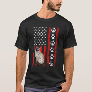 Himalayan Cat 4th Of July Patriotic American Flag  T-Shirt
