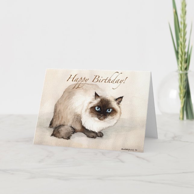 "Himalayan Cat" Art Birthday Card (Front)