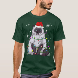 Himalayan Cat Christmas Lights Christmas Cat Santa T-Shirt