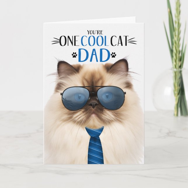 Himalayan Cat Father's Day One Cool Cat Holiday Card (Front)
