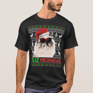 Himalayan Cat Feliz Meowidad Funny Christmas Pullo T-Shirt