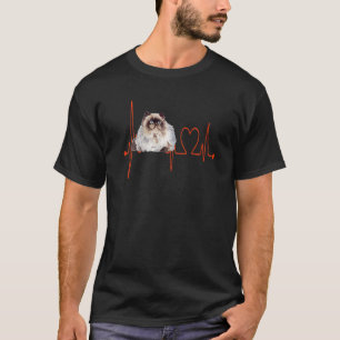 Himalayan Cat Heartbeat EKG  I Love My Cat T-Shirt