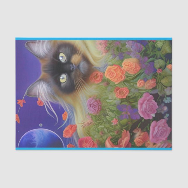 Himalayan Cat in Flowers  Tissue Paper (Front)