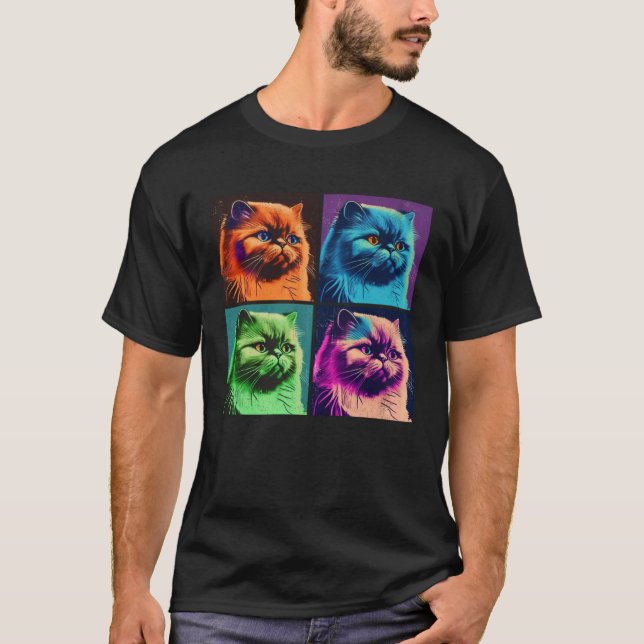 Himalayan Cat Pop Illustration Colorful Animal T-Shirt (Front)