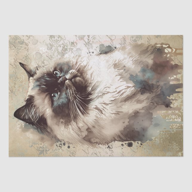 Himalayan Cat Watercolor Tissue Paper (Front)