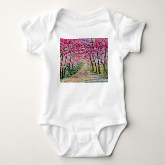 Himalayan Cherry Roadside Watercolor Landscape Baby Bodysuit