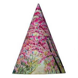 Himalayan Cherry Roadside Watercolor Landscape Party Hat