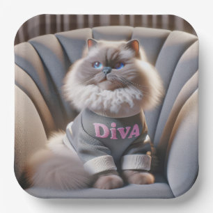 Himalayan Diva Cat Paper Plate
