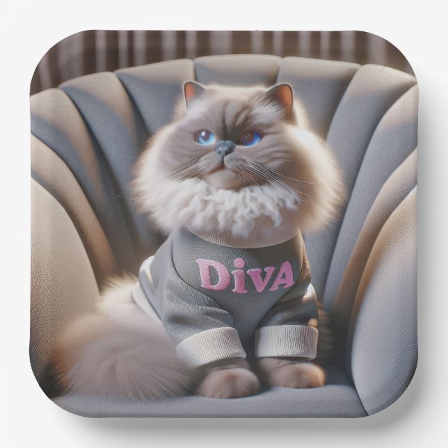 Himalayan Diva Cat Paper Plate (Front)