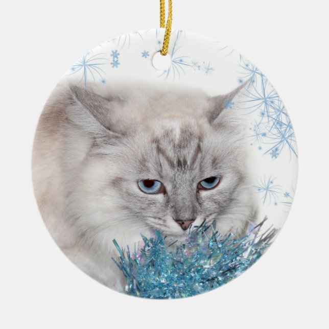 Himalayan kitty Christmas Ceramic Tree Decoration (Front)