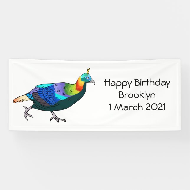 Himalayan monal bird cartoon illustration  banner (Horizontal)