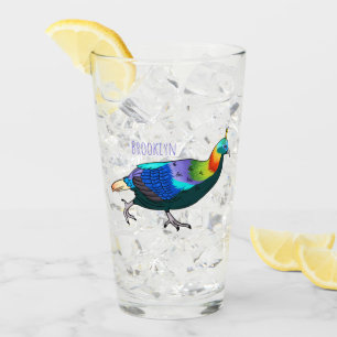 Himalayan monal bird cartoon illustration glass