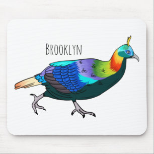 Himalayan monal bird cartoon illustration  mouse mat