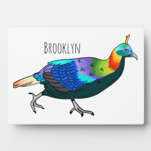 Himalayan monal bird cartoon illustration plaque