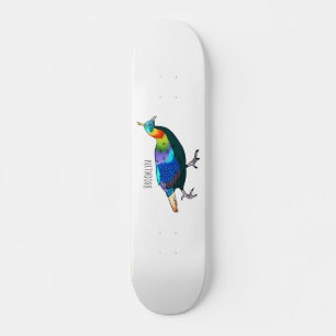 Himalayan monal bird cartoon illustration skateboard