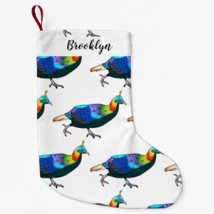 Himalayan monal bird cartoon illustration  small christmas stocking