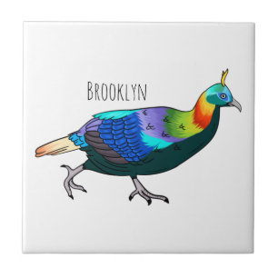 Himalayan monal bird cartoon illustration tile